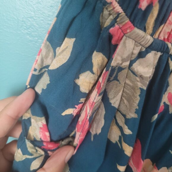 Torrid size 2 Y Neck Smocked Waist Maxi Dress in Blue Floral - Picture 5 of 5